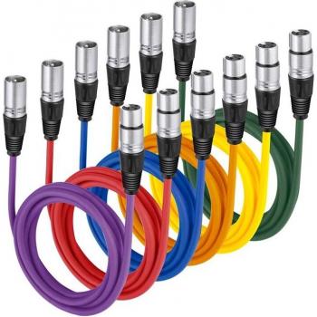 Cable de Ampliación para Micrófono XLR M-H Balanceado 10 pies (3 pines) Paquete de 6
