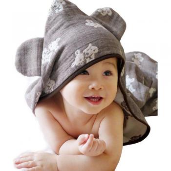 Hiorie Wickeltuch für Babys, braun mit Ohren
