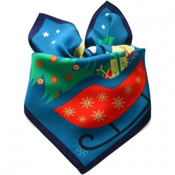 Pañuelo cuadrado de seda 100% para mujer, bufanda de 50cm, en tonos verde y rojo, ideal para Navidad