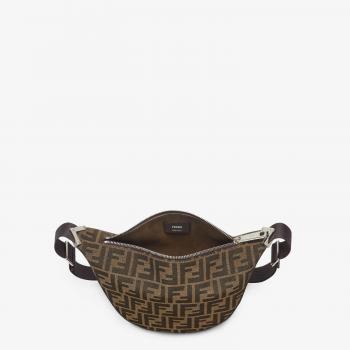 Fendi Shoulder Bags male Brown Size: ONE SIZE Melon FF Jacquard Leather Shoulder Bag