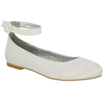 Flat Ballerina Pumps by Kimmie – White, Women's Size 3
