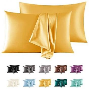 Silky Satin Pillowcase, 2 Pack for Hair and Skin, Soft Smooth Breathable with Envelope Closure