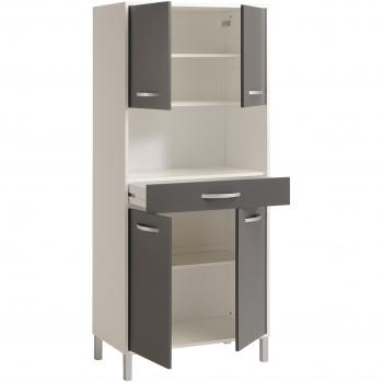 Parisot Mehrzweck-Küchenschrank Optibox 803261 – 80 cm × 185 cm × 43 cm – Weiß/Grau