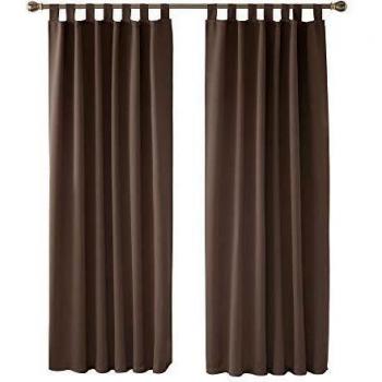 Deconovo Lärmschutzvorhang Schlaufen 220x140 cm Braun 2er Set