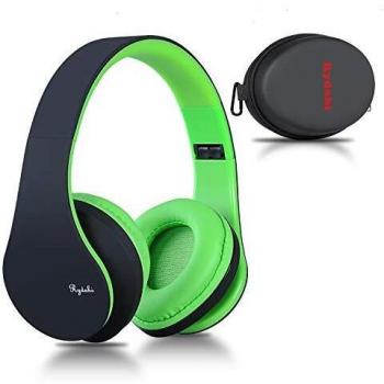 Rydohi Over-Ear Headphones in Black and Green with Deep Bass and Hi-Fi Stereo Sound