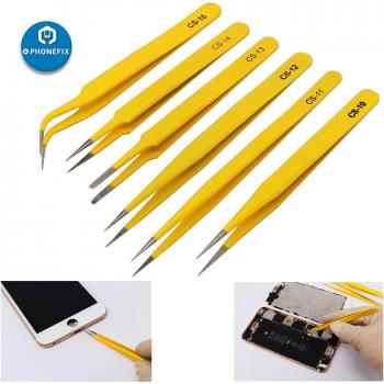 Pinzas para cejas de acero inoxidable, set de 6, herramientas de belleza