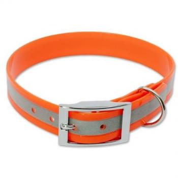 Mystique Biothane Halsband Deluxe in Orange – 25 mm Reflex Gold, 35‑43 cm