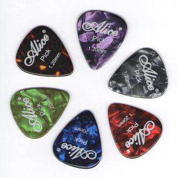 Médiators de guitare Alice, 6 pièces en celluloïd, épaisseurs 0,46 à 1,50 mm