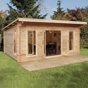 Forest Garden 5 x 4m Mendip Pent Log Cabin No Underlay