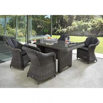 Garten-Essgruppe DESTINY MALAGA LUNA, grau (vintage grau), Aluminium, Geflecht Rattan, Polyrattan, Sitzmöbel-Sets