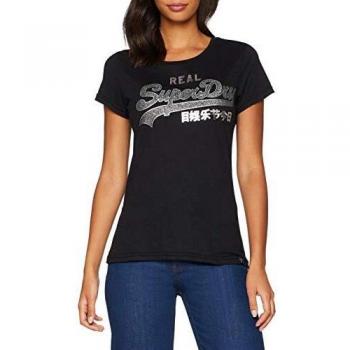 Superdry Damen Vintage Logo Sparkle Entry Tee, Schwarz