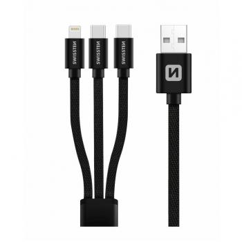 Cavo USB 3 In 1 Swissten 1,20 m Nero