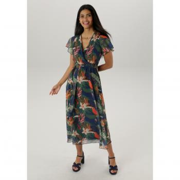 ANISTON SELECTED Wickelkleid 38N N-Gr – Blickdichtes Jerseyfutter, 100% Polyester Oberteil, Viskose/Jersey Innenfutter
