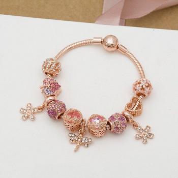 Ladies Rose Gold Daisy Bracelet