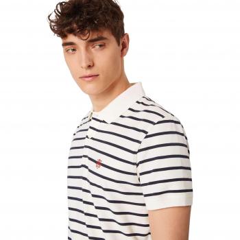 SELECTED HOMME Herren SLHARO Streifen SS Besticktes Polo W T-Shirt, Mehrfarbig