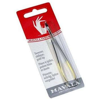 Pinza de depilación Mavala con punta diagonal dorada