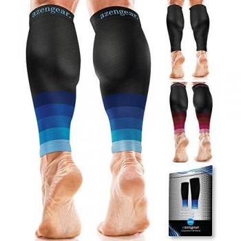 Manchons de Compression Éliminant les Toxines aZengear pour Sportifs (Bleu L/XL)