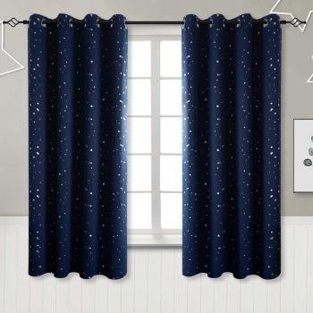 BGment Vorhänge Sterne Dunkelblau Verdunkelungsvorhänge mit Ösen 2 Stücke
