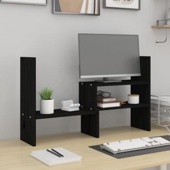 Support pour Écran Noir en Bois de pin (39-72)x17x43 cm