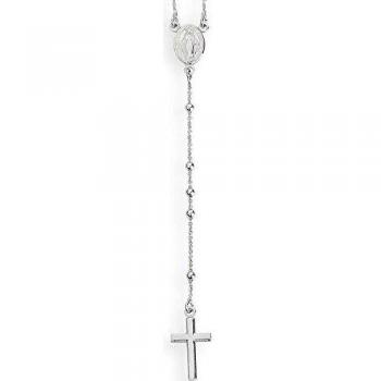 Collier de chapelet Amen en argent 925, avec plaquage rhodium et perles de 25mm de diamètre, taille unique