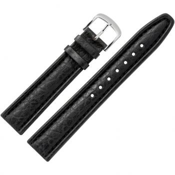 MARBURGER Uhrenarmband 18mm Leder Schwarz Büffel