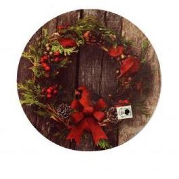 Quadro decorativo tondo con microled bianco caldo 30x30x1.8cm per Natale