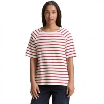 TOM TAILOR Weißes Raglan-T-Shirt mit Streifenmuster