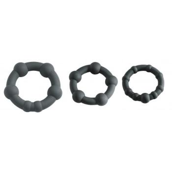 Dreiteiliges Schwarz-Perlen-Ring-Set