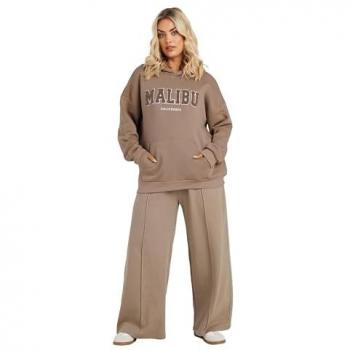 Yours – Damen Hoodie „Malibu“ in Braun mit Aufschrift