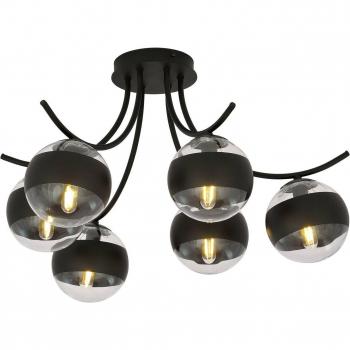 Boston 6-Bulb Ceiling Chandelier, Black/Clear