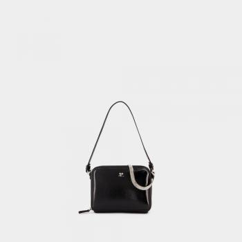 Sac à bandoulière en cuir noir Courrèges Cloud