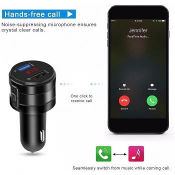 Modulador FM Bluetooth 4.2 con carga rápida USB 3.1A y reproductor MP3