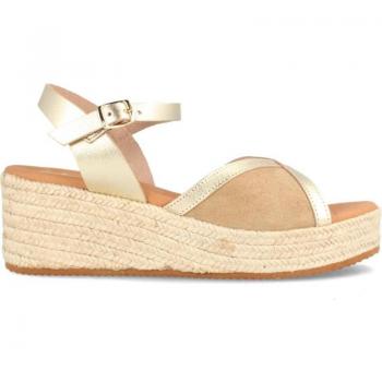 Sandalias MARILA Piel con cuña alta – Arena Platino
