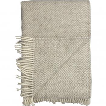 Wollplaid „Kattefot“ – Roros Tweed, 220 × 140 cm, hellgrau