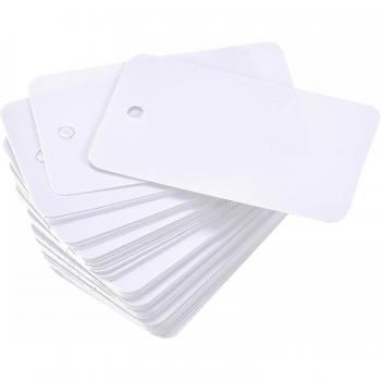 Étiquette de produit étanche, trou d’œillet, 30x50 mm, blanc, pack 50 pièces