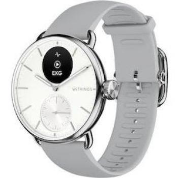 Withings ScanWatch 2 Hybrid Smart Watch, 38mm, Silver/Grey