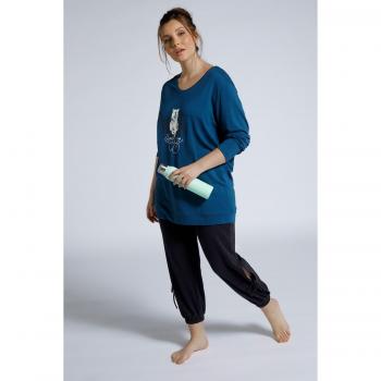 T-shirt donna taglie forti blu mezze maniche 52/54 Viscosa