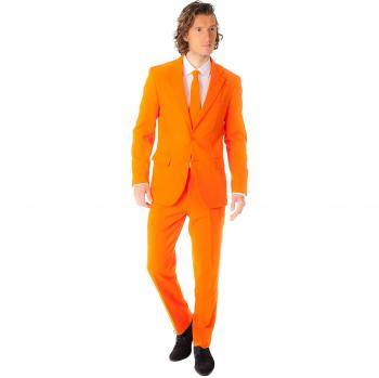 OppoSuits Men’s Solid Orange Suit & Tie, Size 44 – Regular Style
