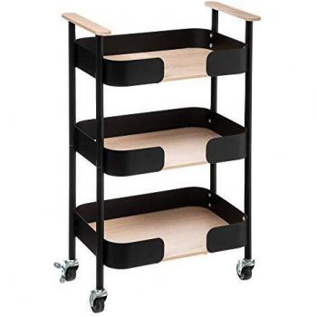 CAMARERA CON 3 PISOS DE BAMBÚ Y ACERO NEGRO 45,5x28,5x75cm