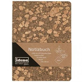 Idena Lineatur Notizblock mit Korkumschlag 192 Blatt