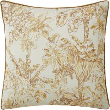 Housse de Coussin Coton Marron Yves Delorme – Faune 45 × 45 cm