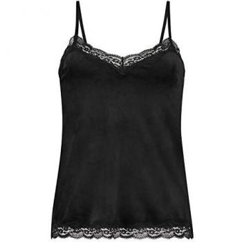 Camisole en velours noir pour femme avec dentelle