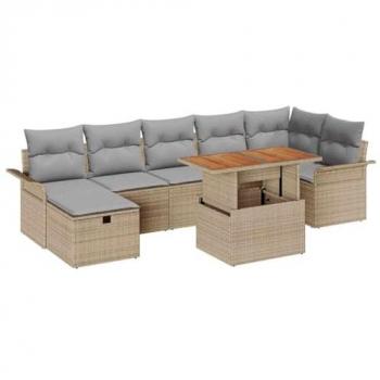 Mobilier de Jardin 8 Pièces en Polyrotin Beige