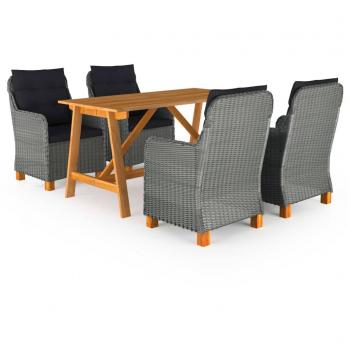 Ensemble de repas d'extérieur 5 pcs gris clair