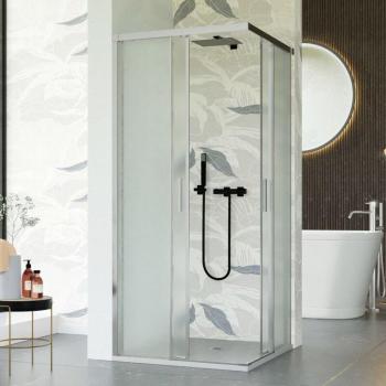 Olimpo Docce: Box Angolare con Ante Scorrevoli Opaco Acidato 80x100