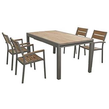 Set tavolo e sedie da giardino per esterno in alluminio cm 160/ Taupe 95 x 75 x 240 cm