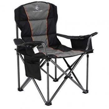 ALPHA CAMP Extra Large Portable Folding Camping Chair with Cup Holder and Insulated Cooler Bag