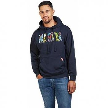 Small Navy Pullover Hoodie featuring Marvel Icons – Men’s Edition