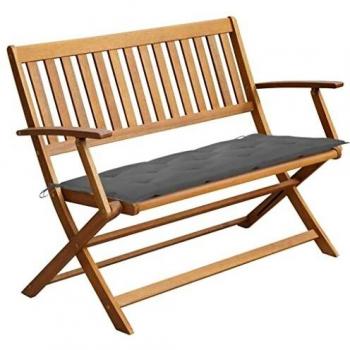 Panca da Giardino 120 cm con Cuscino in Legno Massello