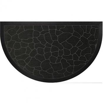 Tapis d'intérieur demi-lune en polypropylène/cao noir avec motif galets de 75 x 45 cm